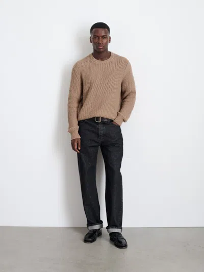Alex Mill Benji Crew Neck Sweater In Heather Camel