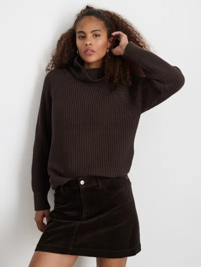 Alex Mill Chelsea Turtleneck In Cotton Cashmere In Chocolate