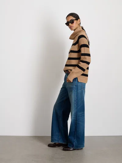 Alex Mill Chelsea Turtleneck In Cotton Cashmere In Camel/black