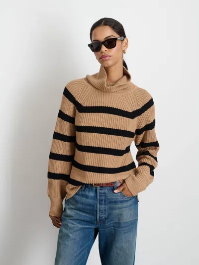 Alex Mill Chelsea Turtleneck In Cotton Cashmere In Camel/black