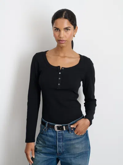 Alex Mill Everyday Ribbed Henley In Black