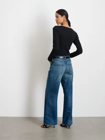 Alex Mill Everyday Ribbed Henley In Black