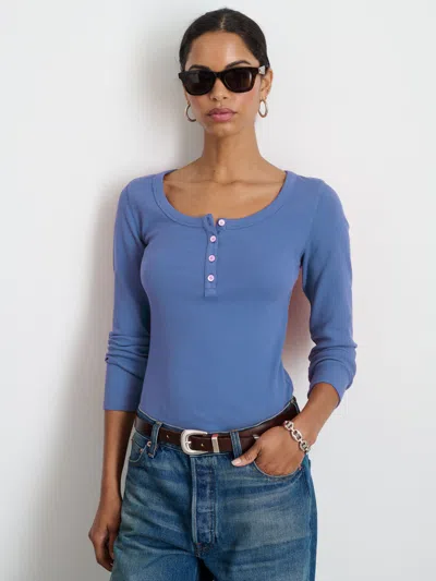 Alex Mill Everyday Ribbed Henley In Wild Blueberry