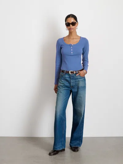 Alex Mill Everyday Ribbed Henley In Wild Blueberry