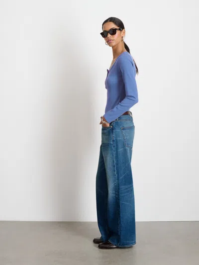 Alex Mill Everyday Ribbed Henley In Wild Blueberry