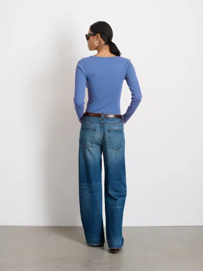 Alex Mill Everyday Ribbed Henley In Wild Blueberry