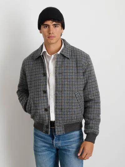 Alex Mill Houndstooth Bomber In Charcoal