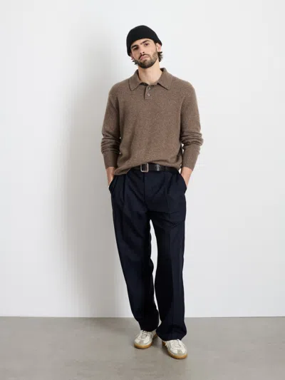 Alex Mill Jacob Polo Sweater In Cashmere In Heather Walnut