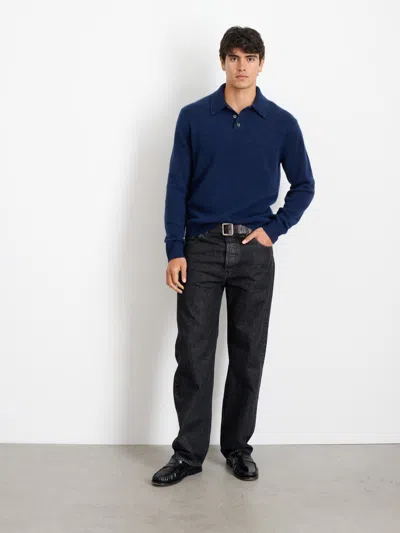 Alex Mill Jacob Polo Sweater In Cashmere In Heather Navy