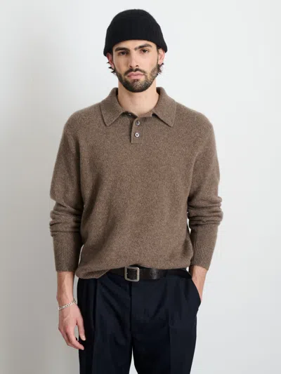 Alex Mill Jacob Polo Sweater In Cashmere In Heather Walnut