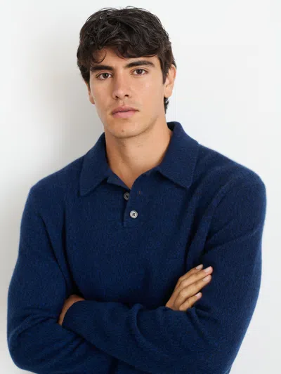 Alex Mill Jacob Polo Sweater In Cashmere In Heather Navy
