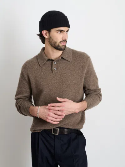 Alex Mill Jacob Polo Sweater In Cashmere In Heather Walnut