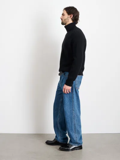 Alex Mill Judd Ribbed Turtleneck In Washed Cashmere In Black