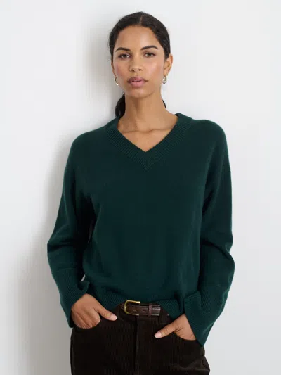 Alex Mill Rowan V-neck In Cashmere In Cypress Green