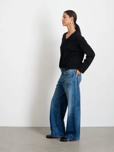 Alex Mill Rowan V-neck In Cashmere In Black