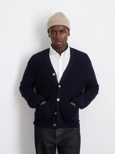 Alex Mill Samuel Cardigan In Wool In Dark Navy