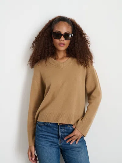 Alex Mill Rowan V-neck In Cashmere In Light Camel