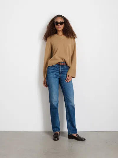 Alex Mill Rowan V-neck In Cashmere In Light Camel