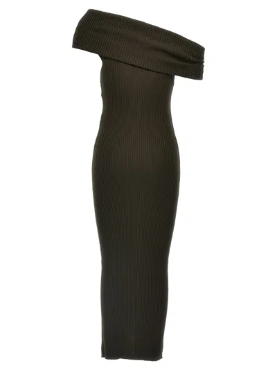 Courrèges Twist Rib Knit Long Dresses In Green