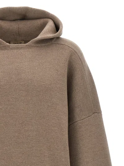 Shop Fear Of God 'boucle Knit Hoodie' Sweater