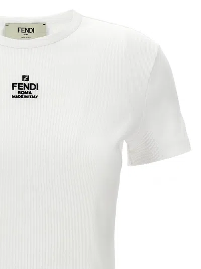 Fendi White Logo Cotton T-shirt