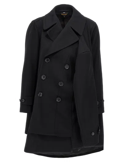 Comme Des Garçons Wool Double-breasted Coat In Black
