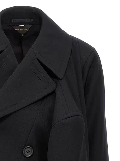 Comme Des Garçons Wool Double-breasted Coat In Black