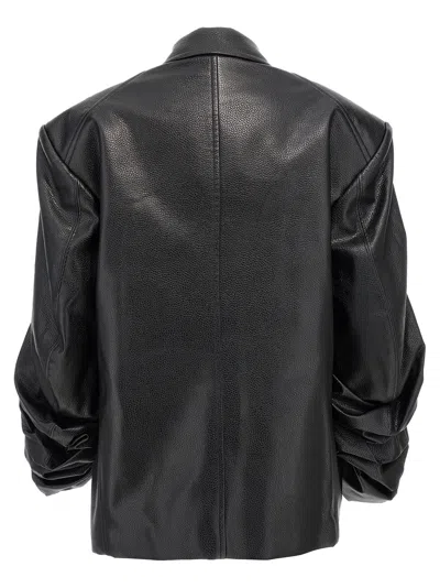 Shop Junya Watanabe Double Breasted Blazer With Curled Sleeves