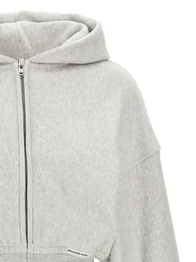 Shop Alexander Wang T T By Alexander Wang Cropped Hoodie In Gray