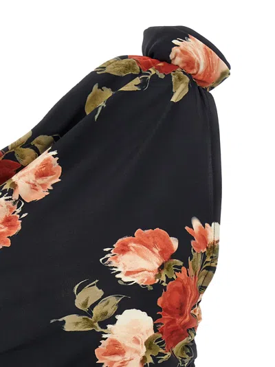 Magda Butrym Draped Printed Jersey One Shoulder Top In Multicolor
