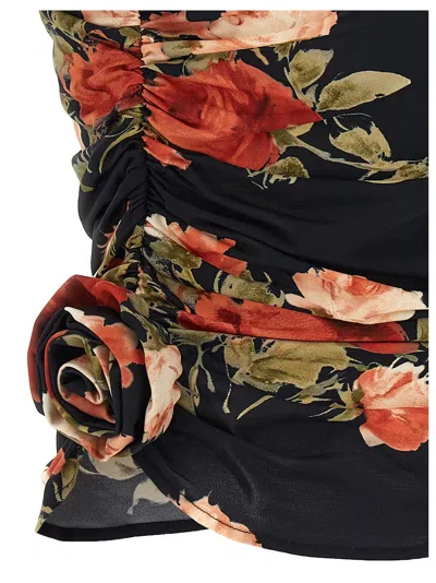 Magda Butrym Draped Printed Jersey One Shoulder Top In Multicolor