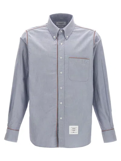 Thom Browne Camicia Button Down Con Finiture In Gros Grain In Light Blue