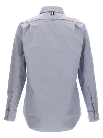 Thom Browne Camicia Button Down Con Finiture In Gros Grain In Light Blue