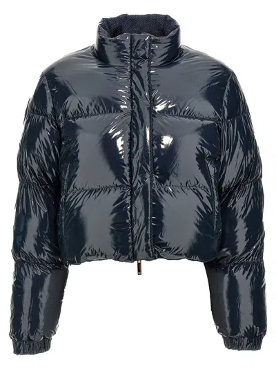 Shop Thom Browne 'herringbone Harris Tweed' Reversible Down Jacket In Blue