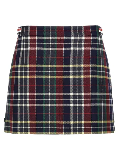 Thom Browne Checked Grosgrain-trimmed Wool-twill Mini Skirt In Multicolor