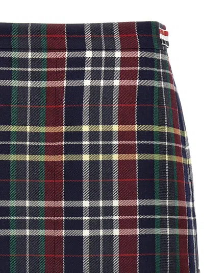 Thom Browne Checked Grosgrain-trimmed Wool-twill Mini Skirt In Multicolor