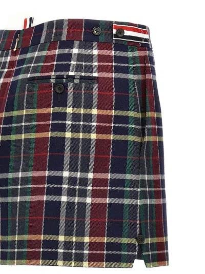 Thom Browne Checked Grosgrain-trimmed Wool-twill Mini Skirt In Multicolor