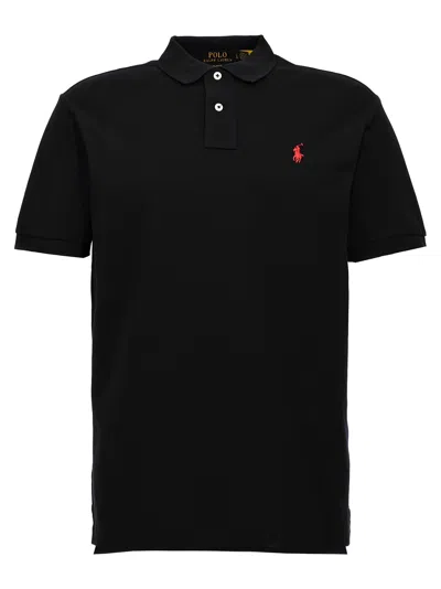 Polo Ralph Lauren Slim Fit Polo Shirt With Classic Collar In 黑色的
