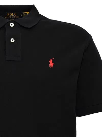 Polo Ralph Lauren Slim Fit Polo Shirt With Classic Collar In 黑色的