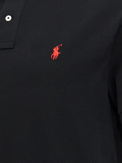 Polo Ralph Lauren Slim Fit Polo Shirt With Classic Collar In 黑色的