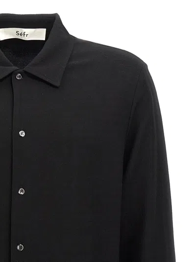 Séfr Wes Virgin Wool Button-up Shirt In Black