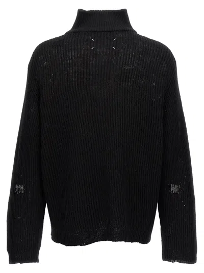 Shop Maison Margiela Distressed Half Zip Sweater In Black