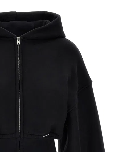 Alexander Wang T T By Alexander Wang Cropped Hoodie With Logo In Black