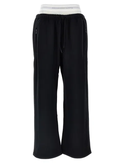 Shop Alexander Wang T T By Alexander Wang 'wide Leg W/ Logo Elastic Exposed Brief' Joggers In Black