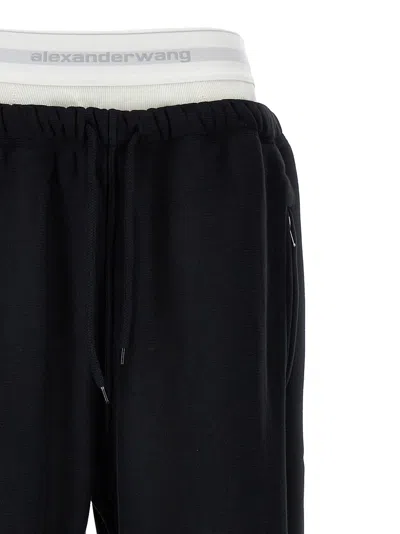 Shop Alexander Wang T T By Alexander Wang 'wide Leg W/ Logo Elastic Exposed Brief' Joggers In Black