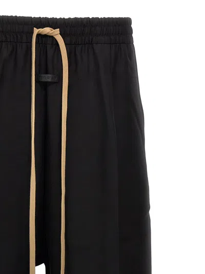 Shop Fear Of God Single Pleat Wide Leg Pants Black