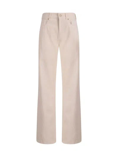 7 For All Mankind Corduroy Cotton Pants Regular Fit In White