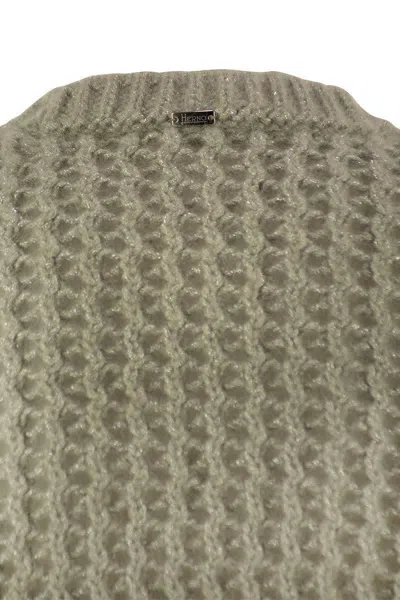 Herno Elegant Alpaca-wool Blend Sweater With Graphic Openwork In Beige