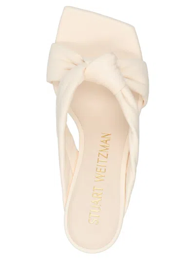 Stuart Weitzman 'sculpted Heel Leather Sandals With Knotted Design' In White