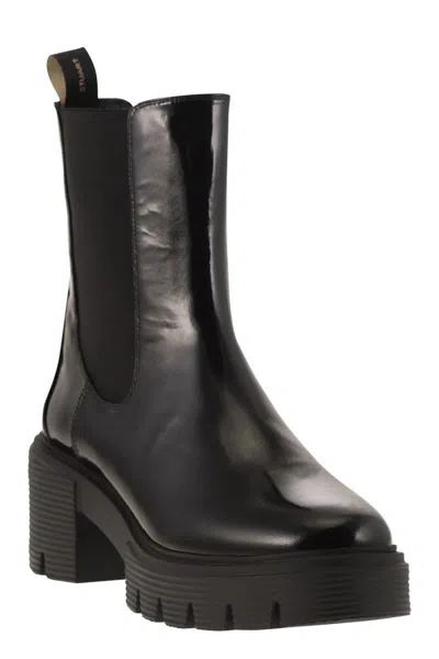 Stuart Weitzman Soho Chelsea - Leather Ankle Boot With Midsole In Black